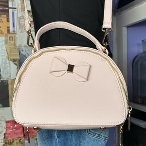 Blush Pink Bow Mini Satchel Crossbody Bag